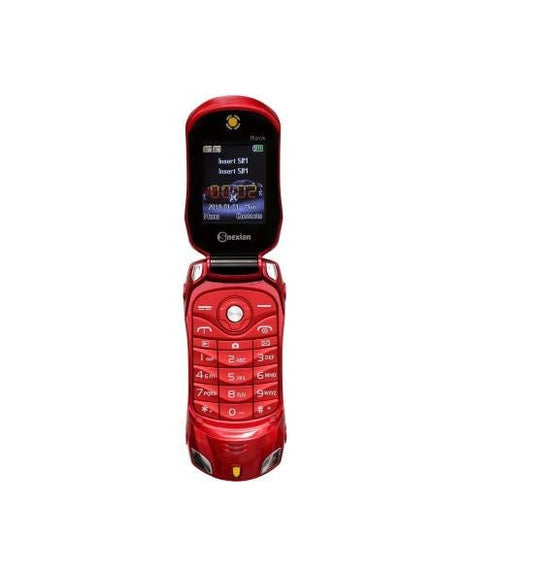 Snexian Rock Car Design Keypad Flip Phone with Dual Sim - Red