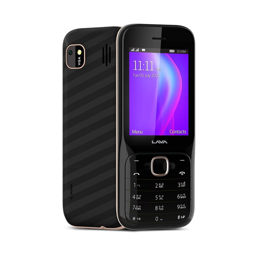 Lava Gem Power (Blue Chrome) - Dual sim Keypad Mobile with 2.8" Big Screen, Smart AI Battery and Auto Call Recording