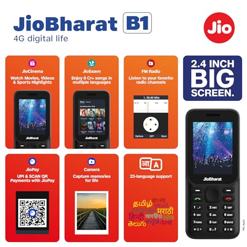 JioBharat B1 4G फ़ोन (नीला) JioNetwork के लिए लॉक किया गया (नया सील-पैक) 