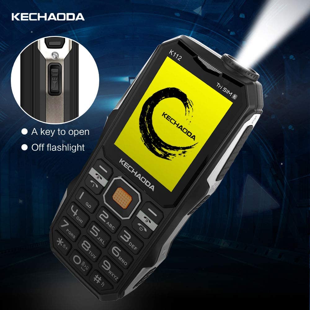 Kechaoda K112, Triple Sim Phone (Black) Speaker , DJ Sound with Power Bank System (New Seal-Packed)