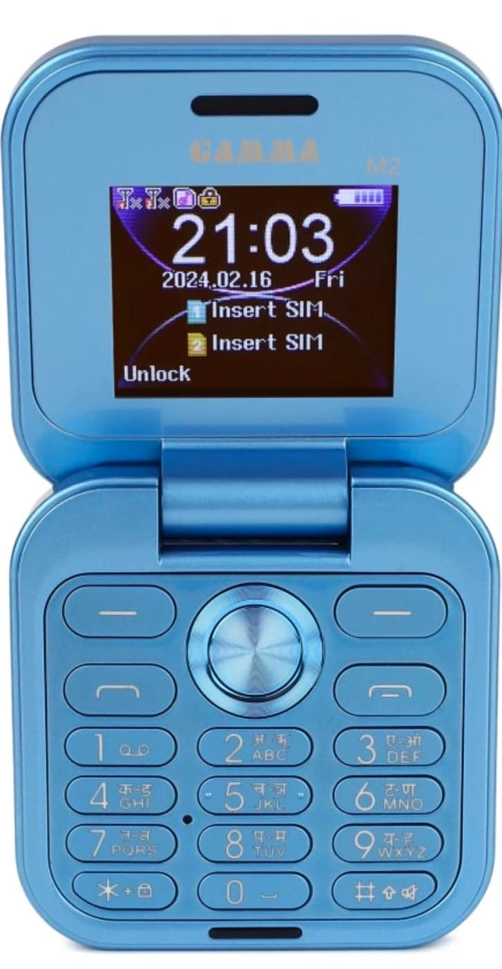 Gamma M2 Flip Keypad Phone with Magic Voice System (Blue)(New Sealed Pack)