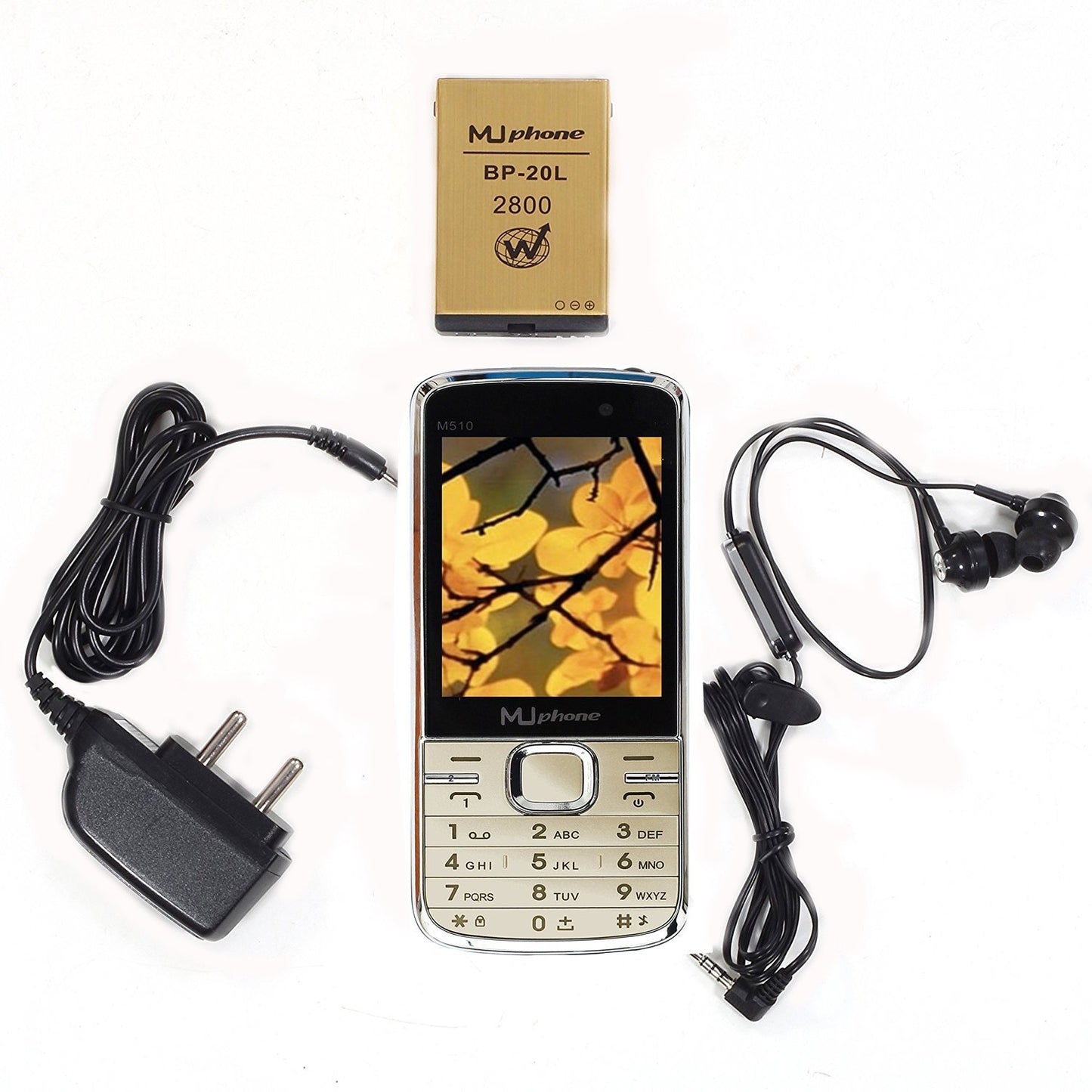 Muphone M510 Loud Sound Keypad Phone (Gold) New Sealed Pack