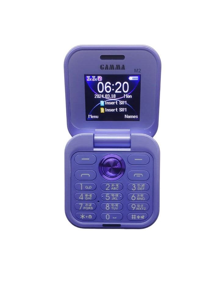 Gamma mini M2 Flip Keypad Phone with Magic Voice System (Purpple) New Sealed Packed)