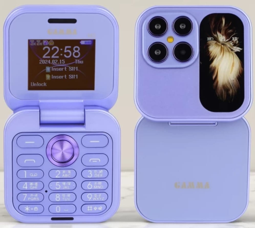 Gamma mini M2 Flip Keypad Phone with Magic Voice System (Purpple) New Sealed Packed)