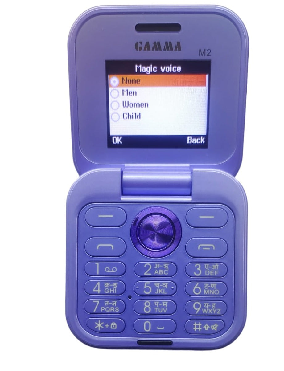 Gamma mini M2 Flip Keypad Phone with Magic Voice System (Purpple) New Sealed Packed)